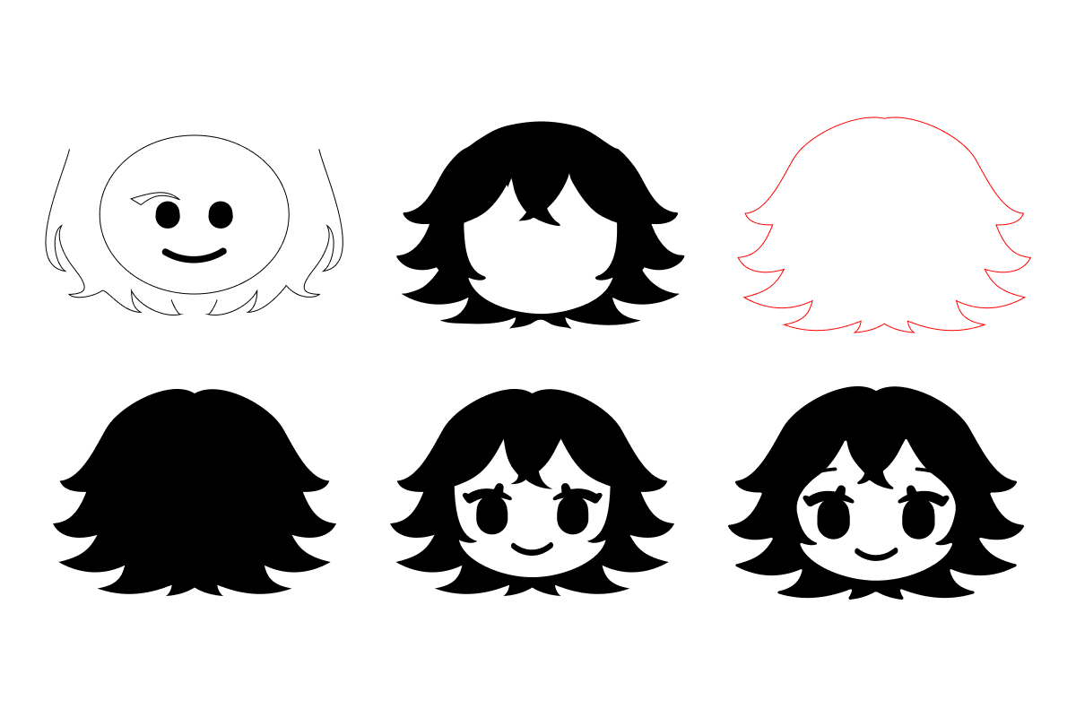The different passes on Lia’s shape and face.