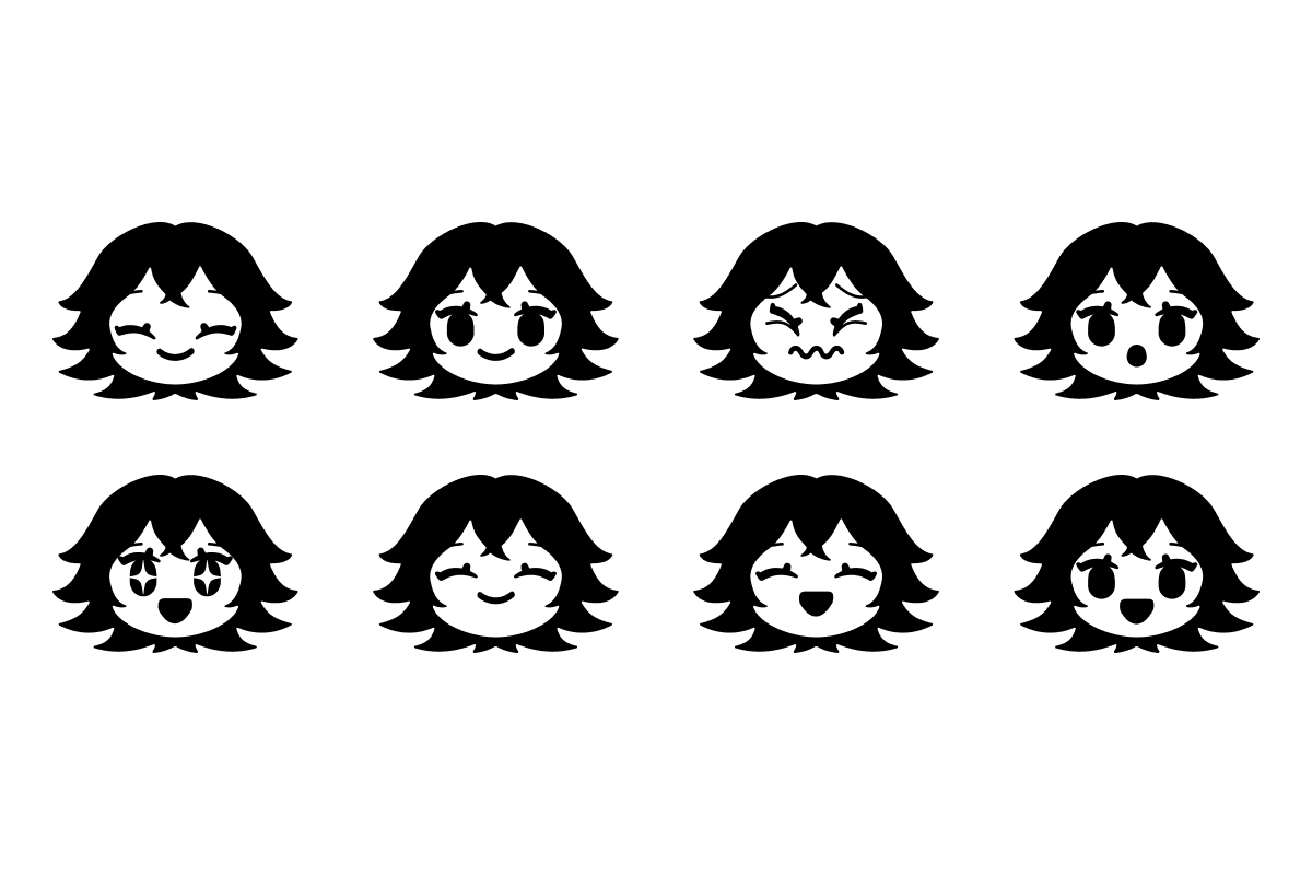 First constructions and variations of Lia’s face.